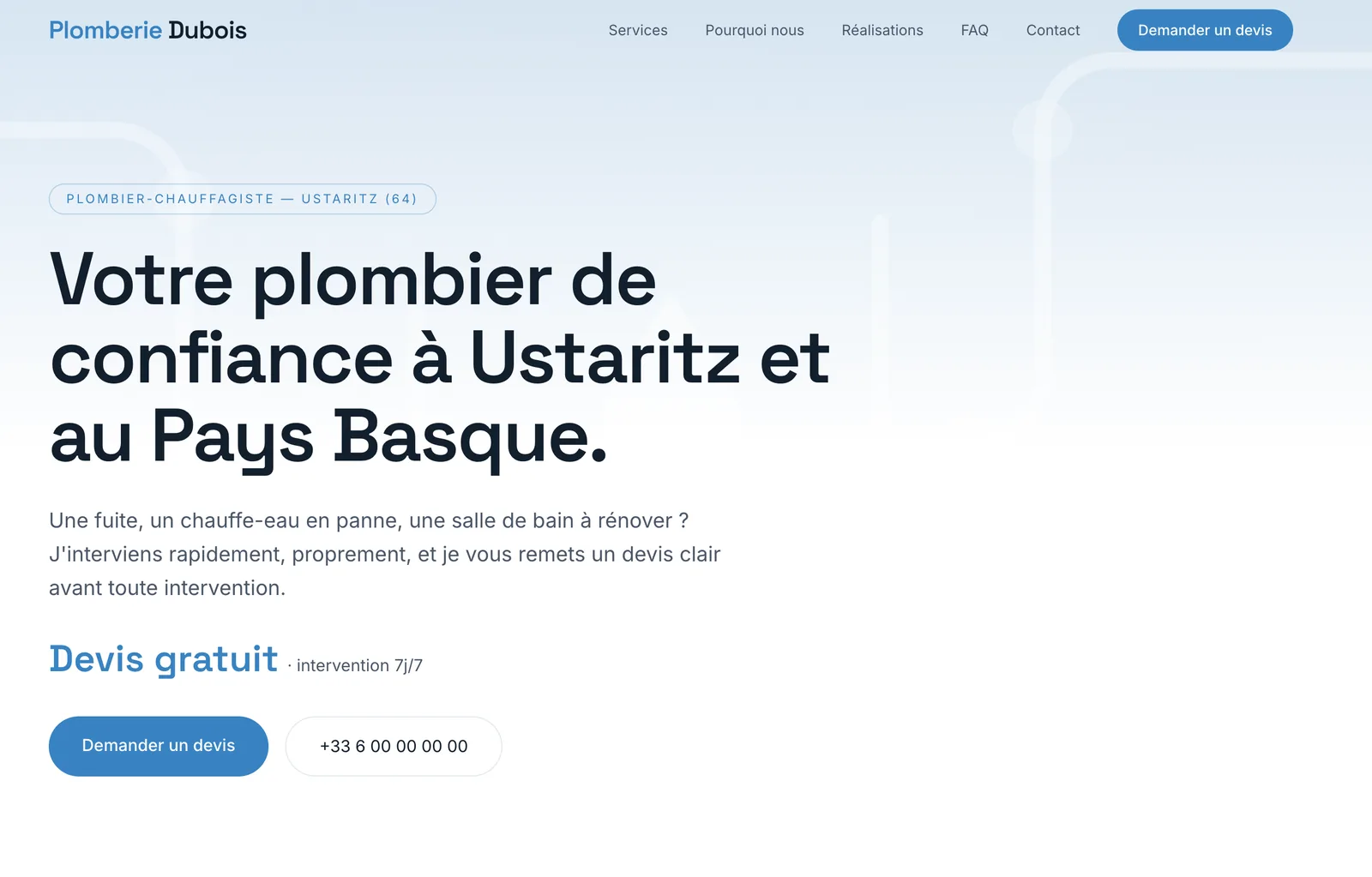 Modèle de site web pour plombier-chauffagiste